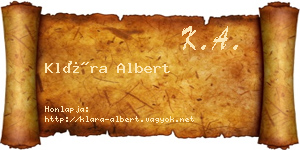 Klára Albert névjegykártya