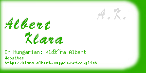 albert klara business card